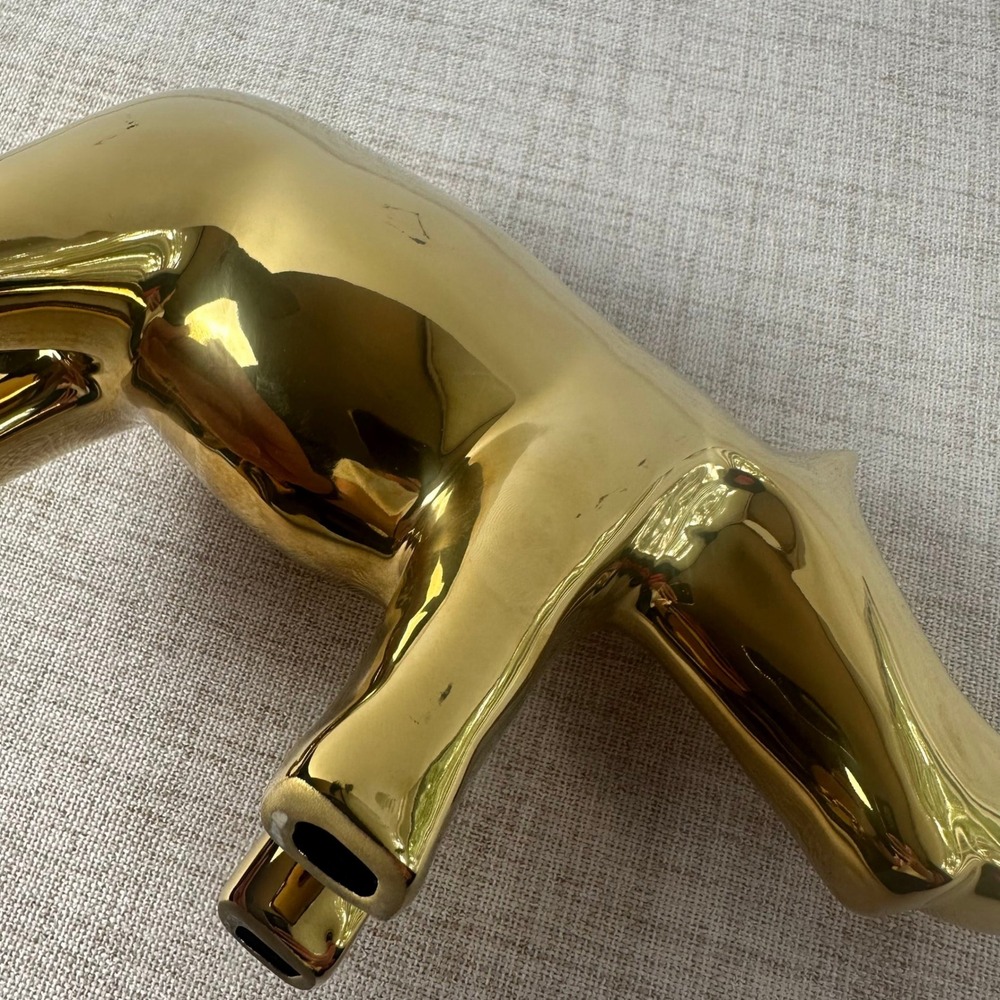Modern Gold Ceramic Elephant & Rhino Figurines – Set of 2 Sculptural Decor - Picture 6 of 10
